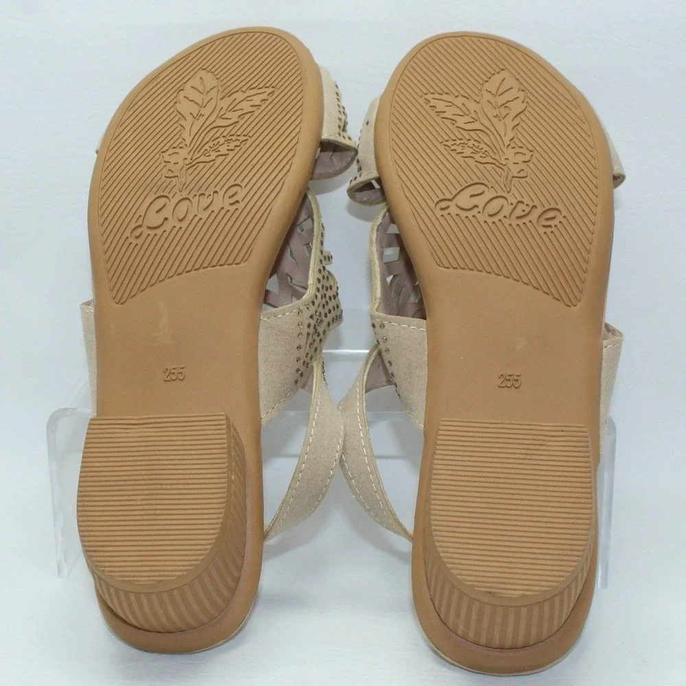 Cove Tan Laser Cut Rhinestone Block Heel Slingback Sandals Women's‎ Size 9 / 40